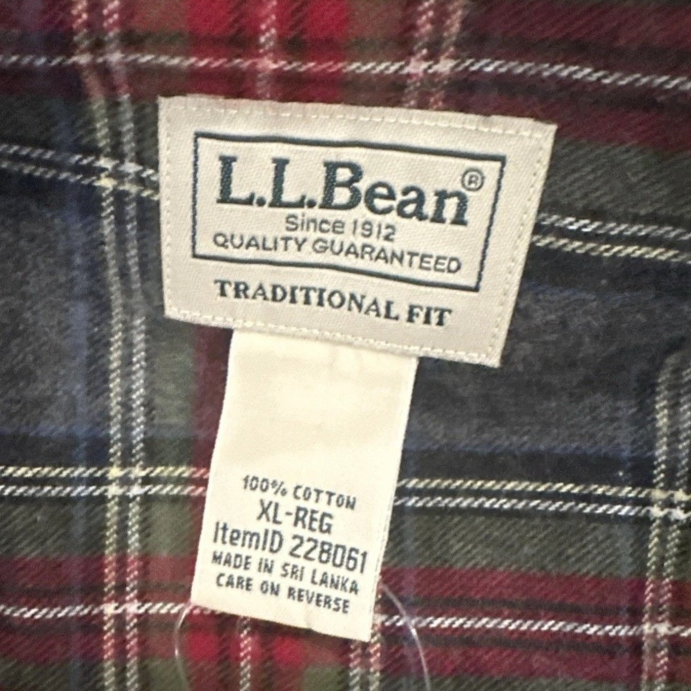 LL Bean Men's Scotch Plaid Long Sleeve Flannel, Grey Stewart, XL, New - Picture 5 of 7